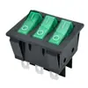 Interruptor KCD3 em Forma de Navio Certificado de Segurança CQC, Combinação de 9 Pinos, Duas Velocidades, Interruptor de Alimentação Rocker Verde com Luz