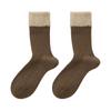 Invierno Nuevo Calcetines de Felpa de Rayas Verticales a Juego de Color para Mujer Casual Moderno Combinable Calcetines de Mujer Cálidos con Forro Polar de Tubo Medio