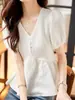 2025 Verano Nuevo Cubre Cintura Vientre Manga Corta Cuello en V Gasa Clavícula Top Camisa Elegante Juvenil de Verano para Mujer