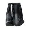 Shorts Jeans Lyocell com Sensação de Gelo Masculino Verão Fino Cintura Elástica Solto Casual Capris Tamanho Plus Adicionar 3 Yuan