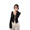 Conjunto de Moda Casual Feminino Camisola de Renda Feminina Cardigã Doce de Manga Longa Feminino Conjunto de Duas Peças Doce para o Início da Primavera
