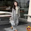 Conjunto Casual com Forro de Fleece para Meninas Outono Inverno 2026 Novo Estilo Jaqueta Estilosa com Gola de Pelo Calça de Perna Larga Conjunto de Duas Peças de Inverno
