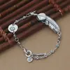 Venta al por mayor de fábrica joyería personalizada de plata de ley S925 serie Retro Águila pulsera sencilla de plumas de moda para hombre y mujer