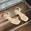 Sandálias de Tira com Flor Pérola Prata de Alto Padrão Novas para Mulheres 2026, Sandálias Slip-On Estilo Francês de Verão para Combinar com Vestidos