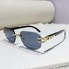 Gafas de Sol Cuadradas Sin Marco de Lujo Kajia Transfronterizas Incrustadas de Diamantes, Gafas de Sol Retro de Celebridad de Internet para Fotografía Callejera, Personalizadas y Versátiles