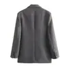 Jaqueta de Terno Reta Moda de Rua Europeia e Americana Cruzada Feminina Outono e Inverno 2025 com Ombreiras W021 82797