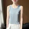 Regata com Gola Redonda Canelada para Mulheres Verão Roupa Íntima Modeladora Sem Mangas Camada Base Roupa Externa Versátil Regata Nadador