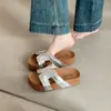 Sandalias de Mocasín Antideslizantes de Suela Gruesa Estilo Birkenstock de Retazos para Mujer, Verano 2026 Retro Casual para Uso Diario en Exteriores