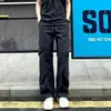 Calça casual estilo americano, moderna, amassada, de perna reta, para homens e mulheres, fina de verão, corte solto, para atividades ao ar livre, secagem rápida, uniforme de trabalho, calça paraquedista