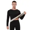 Ropa interior térmica de cachemira y seda para hombre, nueva para otoño e invierno, autocalentable, forrada de polar, sin costuras, conjunto térmico de terciopelo alemán para top y pantalón