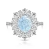 Anel de Gemas Coloridas Cheio de Diamantes Formato Ovo de Pombo Corte Flor de Gelo para Mulheres, Anel Super Brilhante Formato Ovo de Diamante de Alto Carbono, Dropshipping para Transmissão ao Vivo