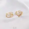 Anillo Trenzado de Oro de 14K Chapado con Zirconia Micro-Pavimentada que Conserva el Color, Soporte de Perla de Medio Agujero, Anillo Abierto Vacío para Cuentas Adhesivas Hecho a Mano DIY