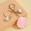 Chaveiro Personalizado Criativo de Concha de Pérola com Strass Série Oceano de Pérolas Pingente de Chaveiro Pequeno Ornamento de Presente