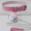 Acessórios Eróticos Novo Estilo, Coleira de Sino Grande, Gargantilha Erótica de Couro PU, Corrente de Tração Sexy Estilo Maid