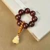 Cuentas de Semillas Bodhi Ojo de Ratón Púrpura Dorado Atractor de Fortuna, Cuentas Redondas Pulidas Giradas a Mano para Jugar con la Punta de los Dedos, Cuentas de Oración Budistas, Pulsera Anillo Danza del León