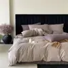 Qualidade A, seguro para bebês, algodão de fibra longa de Xinjiang, conjunto de cama de quatro peças escovado, estilo japonês, 100% algodão, capa de edredom jacquard tingido em fio, algodão puro espessado