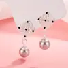 Novos Brincos de Flor de Renda Estilo Chinês Pérola Cinza Brincos de Design de Nicho Femininos Novos Brincos Retro de Alta Qualidade