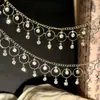 Accesorios hechos a mano para ropa, zapatos y bolsos: cadena de cobre, borla, circonita de colores, cadena de borla, materiales de cadena para colgante de joyería