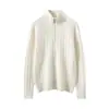 Suéter de punto de ochos de cuerpo completo con cremallera, cuello semi-alto para mujer, estilo coreano, simple, versátil, color liso, cachemir