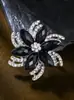 Broche de Flor de Vidrio Negro Personalizado y Creativo, Elegante y Único Estilo Fresco para Chaqueta de Traje, Accesorios para Abrigo Corsage