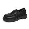 Zapatos de cuero estilo británico para mujer 2026, zapatos de noche de nuevo estilo, mocasines negros, zapatos de piso de suela blanda, para mujer primavera y otoño