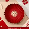Prato de Frutas para Casamento, Prato de Doces para Casamento, Mesa de Centro para Sala de Estar de Casamento, Prato Vermelho Especial para Casamento, Prato de Frutas Secas para Celebridades da Internet em Casa de Noivado