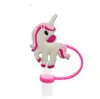 Cubierta de Popote de Silicona de Unicornio de Dibujos Animados Forma de Caballo Pequeño Compatible con Botella de Agua Stanley Tapa de Popote a Prueba de Polvo y Manchas
