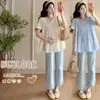26 Verano Top de Maternidad Jacquard de Manga Corta con Cuello en V, Corte Holgado, Cubre el Vientre, Camisa de Lactancia Abierta por Delante, Ropa de Abrigo de Maternidad, Camiseta Babydoll