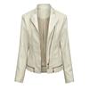 Chaqueta ajustada para mujer de Amazon transfronteriza, chaqueta delgada para primavera y otoño, ropa de motociclista para mujer, talla grande, cuello, chaqueta de cuero, moderna