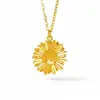 Colar Pequena Margarida para Mulheres, Pingente de Girassol Banhado a Ouro, Banhado a Latão, Estilo Country Girassol Corrente Elegante para Clavícula Atacado