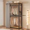 Arara de Roupas, Arara de Chão para Quarto, Arara Integrada para Closet Aberto, Unidade de Prateleira de Metal, Pode Ser Combinada com um Guarda-Roupa