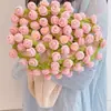Pacote de material para manta de buquê de rosas tricotada à mão, novelos de lã, flores de crochê, novelos de lã, presente de crochê para amigos