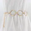 Primavera y verano moda coreana elegante dorado cadena de cintura para mujer vestido decorativo metal anillo grande cinturón mujer una generación de cabello