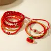 Pulseras Transfronterizas Europeas y Americanas, Pulseras de Cuentas Rojas Cereza para el Día de San Valentín, Pulseras de Ojo de Cuentas de Semilla Creativas de Moda al por Mayor