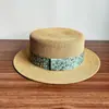 Sombrero de Paja Plano Estilo Floral Pastoral para Mujer, Estilo Vacaciones de Verano, Sombrero de Paja que Hace que la Cara Parezca Más Pequeña, Sombrero de Sol para Proteger del Sol en Exteriores