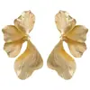 Pendientes nuevos transfronterizos moda pendientes de pétalo exagerados ZA con personalidad tridimensional flor pendientes de metal lote
