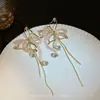 Pendientes Largos de Borla con Cuentas de Mariposa de Cristal de Hada Súper, Modernos, Elegantes, Suaves, Dulces, de Gama Alta y Únicos