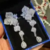 Pendientes de Borla con Gema de Gota de Agua y Mariposa de Joyería Brillante de Lujo Ligero de Gama Alta Estilo Europeo y Americano Pendientes de Temperamento Lujoso