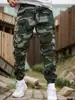 Tallas Transfronterizas Amazon2025 Pantalones Cargo Camuflaje para Hombre, Temporada de Primavera y Otoño, Pantalones Casuales de Marca de Moda con Puños con Cordón