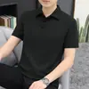 Polo de Manga Corta de Algodón Mercerizado con Nitrógeno Líquido Estilo 80s para Hombre, Nuevo Estilo de Verano Transpirable de Seda de Hielo con Cuello para Hombre, Marca de Moda