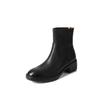 A Textura é Explosiva ~ Botas Chelsea de Couro Bovino de Primeira Camada Lavado Inverno 2025 Salto Médio Grosso Bico Redondo Couro Genuíno Botas Curtas para o Dia a Dia para Mulheres
