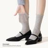 Calcetines de Malla de Dopamina para Mujer Huecos de Alta Elasticidad Transpirables con Rizo Calcetines Medios Ins Calcetines Apilados Finos de Verano de Moda