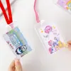 Set de Tarjetas de Dibujos Animados Cuerda para Colgar Etiqueta Transparente de Doble Cara Tarjeta de Pecho Control de Acceso Autobús Código Bidimensional Set de Tarjetas de Certificado Regalo para Estudiante