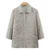 Camisa de Algodón Puro para Mujer, Ropa de Verano, Cuello de Solapa, Mangas Tres Cuartos, Blusa 100% Algodón para Mujeres Mayores, Ropa de Verano para Mujeres de Mediana Edad y Mayores