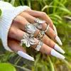 Anillo Set de Tendencia de Moda Transfronteriza Europea y Americana, Anillo Asimétrico Exagerado, Joyería de Anillos Articulados Multipieza Personalizada