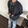 Suéter cárdigan retro versátil de ajuste cómodo, estilo perezoso, suave y acogedor, abrigo suéter con cuello henley para invierno