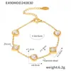Pulsera Cuadrada de Zirconio Amor Nuevo Transfronterizo Lujo Ligero Elegante Acero Titanio Chapado PVD Oro Verdadero 18K Pulsera Nicho