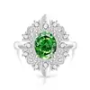 Transmisión en vivo más vendido anillo retro real de huevo de paloma con corte de flor de hielo de gema colorida anillo de dedo con forma de huevo de diamante de alto carbono chapado en oro real para mujer