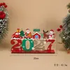 Transfronterizo 2027 Adornos de Artesanía en Madera Decoraciones para Árbol de Navidad Fiesta Festiva Decoraciones de Atmósfera Navideña