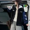 Jaqueta de baseball casual estilo coreano para meninas de outono, moderna e estilosa para meninas mais velhas e alunas do ensino fundamental, design color-block para primavera e outono